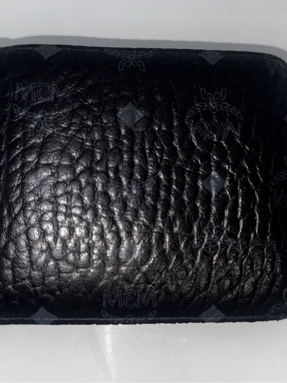 MCM Black Textured Monogram Leather Wallet